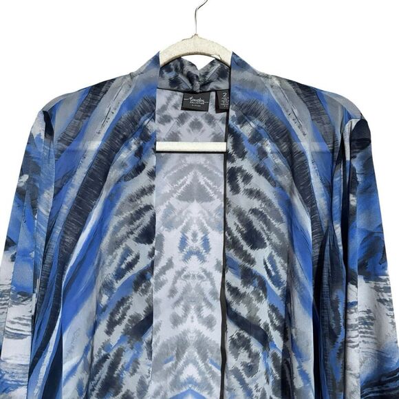 Chicos Travelers Cardigan Womens Large Multicolor Mixed Artsy Print Open Sweater - Picture 2 of 9